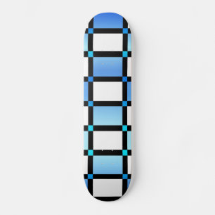 Moderne, blaue und schwarze quadratische Fliesen Skateboard