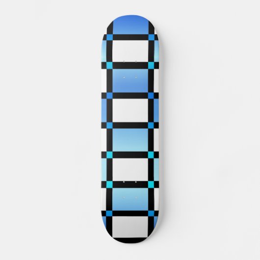 Moderne, blaue und schwarze quadratische Fliesen Skateboard (Vorderseite)