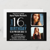 Moderne Blaue und schwärzen 2 Party des Einladung (Vorne/Hinten)