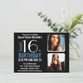 Moderne Blaue und schwärzen 2 Party des Einladung (Stehend Vorderseite)