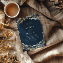 Moderne blaue und silberne botanische Hochzeit