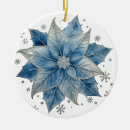 Moderne blaue und silberne Weihnachtsstern-Weihnac Keramik Ornament