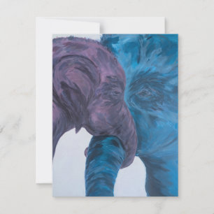 Moderne Blaue und Violette Elefanten-Expressionist Mitteilungskarte