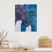 Moderne Blaue und Violette Elefanten-Expressionist Poster (Küche)