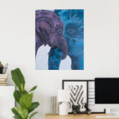 Moderne Blaue und Violette Elefanten-Expressionist Poster (Heimbüro)