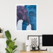 Moderne Blaue und Violette Elefanten-Expressionist Poster (Heimbüro)