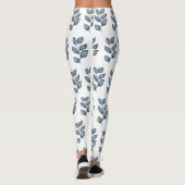 Moderne blaue und weiße Aquarellfolien Leggings (Rückseite)