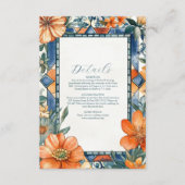 Moderne, blaue und weiße, blühende mediterrane Fli Begleitkarte (Vorderseite)