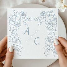 Moderne Blaue und Weiße Französische Rosen Hochzei