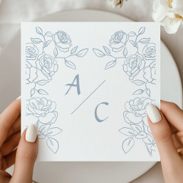Moderne Blaue und Weiße Französische Rosen Hochzei Serviette