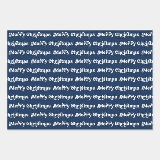 Moderne blaue und weiße frohe Weihnachtsbaumen Ren Geschenkpapier Set (Vorderseite)