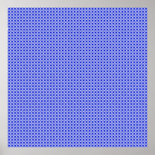 Moderne Blaue und Weiße Geometrische Diamantmuster Poster