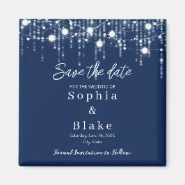 Moderne blaue und weiße Hangleuchten Save the Date Magnet