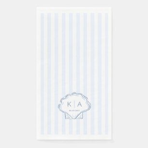 Moderne Blaue Und Weiße Küsten-Monogramm-Hochzeit Serviette