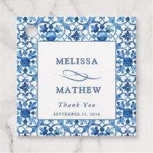 Moderne blaue und weiße mediterrane Hochzeit