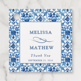 Moderne blaue und weiße mediterrane Hochzeit Geschenkanhänger