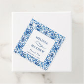 Moderne blaue und weiße mediterrane Hochzeit Geschenkanhänger (Beispiel)