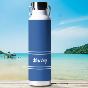 Moderne Blaue und Weiße Minimalistische Stilvolle Trinkflasche