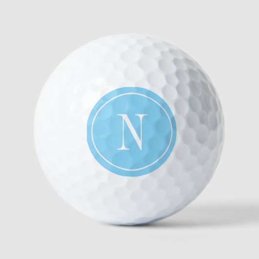 Moderne blaue und weiße Monogramminitiale Golfball (Vorderseite)