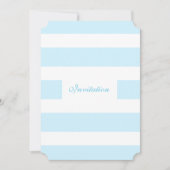 Moderne blaue und weiße Streifen zum Hochzeitsempf Einladung (Vorderseite)