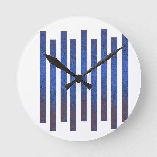 Moderne blaue vertikale Streifen Wanduhr (Vorderseite)