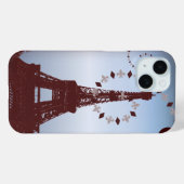 moderne blaue vintage paris eiffelturm Case-Mate iPhone hülle (Rückseite (Horizontal))
