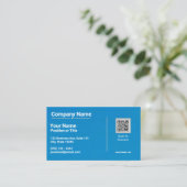 Moderne blaue Visitenkarte mit QR-Code (Stehend Vorderseite)