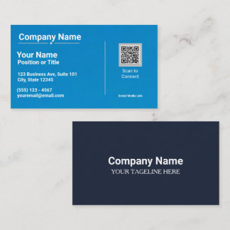 Moderne blaue Visitenkarte mit QR-Code
