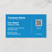 Moderne blaue Visitenkarte mit QR-Code (Vorderseite)