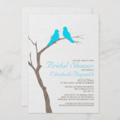 Moderne blaue Vogel-Brautparty-Einladungen Einladung (Vorne/Hinten)