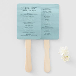 Moderne Blaue Wasserfarbe Elegante Hochzeit Fächer