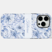 Moderne Blaue Wasserfarbe-Floral-Mustername Case-Mate iPhone Hülle (Rückseite (Horizontal))