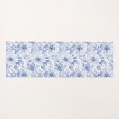 Moderne Blaue Wasserfarbe Floralmuster Name Yogamatte (Vorderseite (Horizontal))
