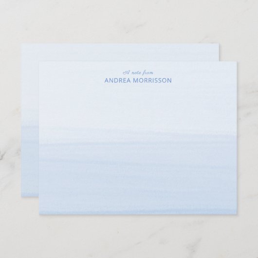 Moderne blaue Wasserfarbe Ombre Note Card Mitteilungskarte (Vorne/Hinten)