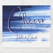 Moderne blaue Wasserfarbe Pinselstriche in Weiß Bierflaschenetikett (Einzelnes Label)