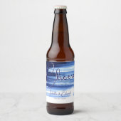 Moderne blaue Wasserfarbe Pinselstriche in Weiß Bierflaschenetikett (Vorderseite)