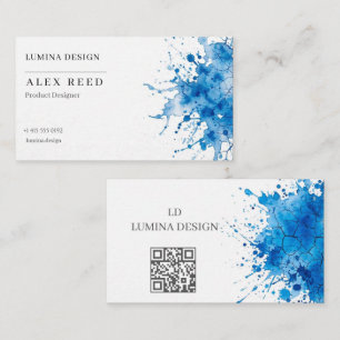 Moderne blaue Wasserfarbe-Spritzer Minimal Corpora Visitenkarte