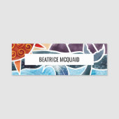 Moderne Blaue Wasserfarbe Whale Küste Namensschild (Vorderseite)