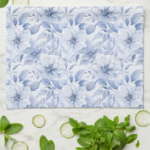 Moderne Blaue Wasserfarben-Blumenmuster Geschirrtuch (Gefaltet)