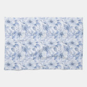 Moderne Blaue Wasserfarben-Blumenmuster Geschirrtuch (Horizontal)