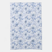 Moderne Blaue Wasserfarben-Blumenmuster Geschirrtuch (Vertikal)