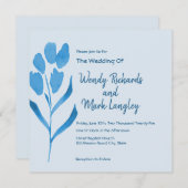 Moderne, blaue Wasserfarben - Einladung zur Hochze (Vorne/Hinten)