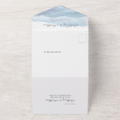 Moderne blaue Wasserfarbenhochzeit All In One Einladung (Außenbereich)