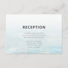 Moderne blaue Wasserfarbenhochzeit Begleitkarte