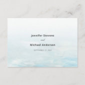 Moderne blaue Wasserfarbenhochzeit Begleitkarte (Rückseite)