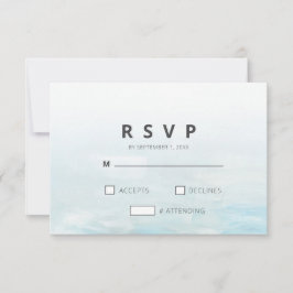 Moderne blaue Wasserfarbenhochzeit RSVP Karte