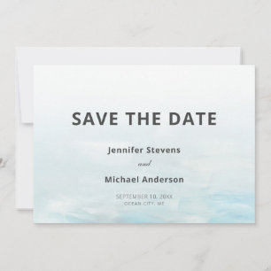 Moderne blaue Wasserfarbenhochzeit Save The Date