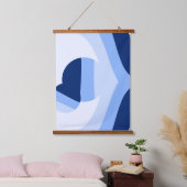 Moderne Blaue Wave Ball Abstrakte Kunst Wandteppich Mit Holzrahmen (Schlafzimmer)