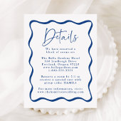 Moderne blaue Wavy-Rahmen-Hochzeitsdetails Begleitkarte