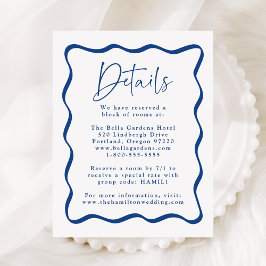 Moderne blaue Wavy-Rahmen-Hochzeitsdetails Begleitkarte